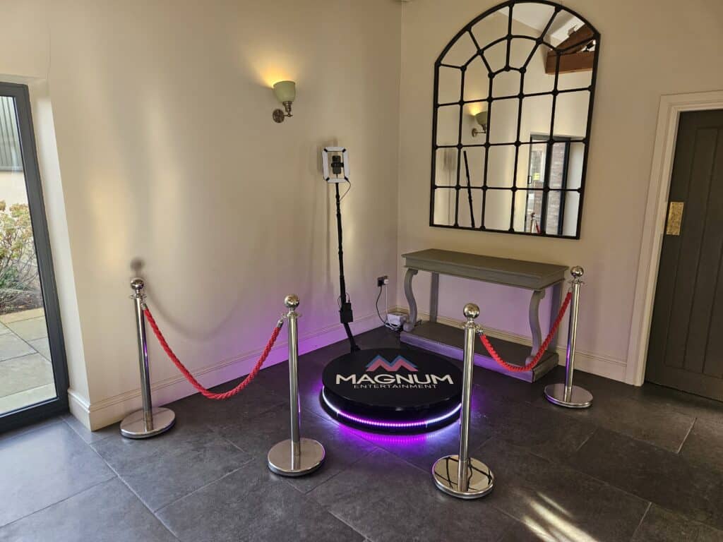 A 360 photo booth hired from Magnum Entertainment for a corporate event in Newcastle