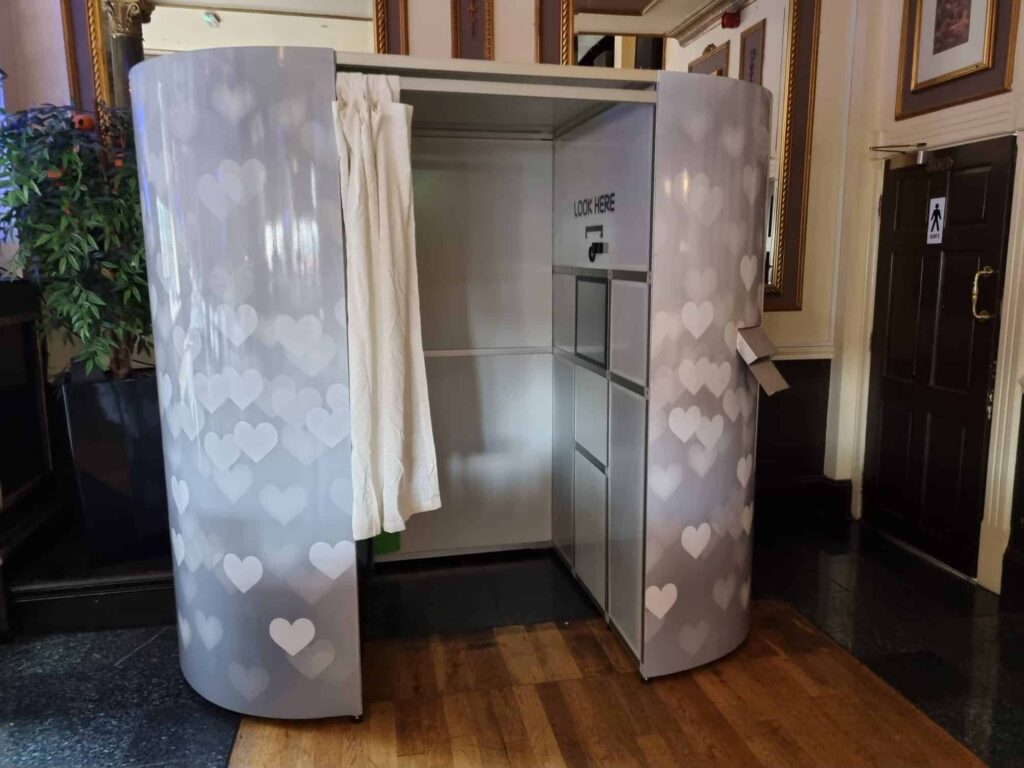 A photo booth hired from Magnum Entertainment for a wedding party in County Durham