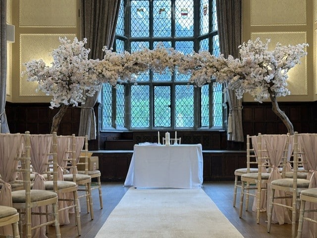 Cherry blossom trees hired for a wedding in Durham from Magnum Entertainment